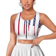 AILLOSA Activewear 3D Baskılı Desen FLAG-185 Askılı Kadın Atlet