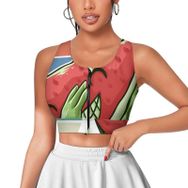 AILLOSA Activewear 3D Baskılı Desen FLAG-192 Askılı Kadın Atlet