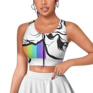 AILLOSA Activewear 3D Baskılı Desen FLAG-196 Askılı Kadın Atlet