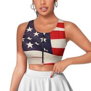 AILLOSA Activewear 3D Baskılı Desen FLAG-30 Askılı Kadın Atlet