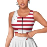 AILLOSA Activewear 3D Baskılı Desen FLAG-46 Askılı Kadın Atlet
