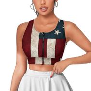 AILLOSA Activewear 3D Baskılı Desen FLAG-82 Askılı Kadın Atlet