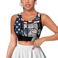 AILLOSA Activewear 3D Baskılı Desen FLAG-87 Askılı Kadın Atlet