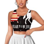 AILLOSA Activewear 3D Baskılı Desen FLAG-88 Askılı Kadın Atlet