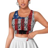 AILLOSA Activewear 3D Baskılı Desen FLAG-97 Askılı Kadın Atlet