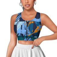 AILLOSA Activewear 3D Baskılı Desen YH-347 Askılı Kadın Atlet
