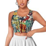 AILLOSA Activewear 3D Baskılı Desen YH-458 Askılı Kadın Atlet