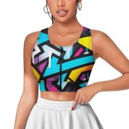 AILLOSA Activewear 3D Baskılı Desen YH-8 Askılı Kadın Atlet