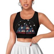 AILLOSA Activewear Tank-Top 3D Baskılı Desen Flag-02 Askılı Kadın Atlet