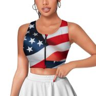 AILLOSA Activewear Tank-Top 3D Baskılı Desen Flag-03 Askılı Kadın Atlet