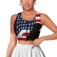 AILLOSA Activewear Tank-Top 3D Baskılı Desen Flag-08 Askılı Kadın Atlet