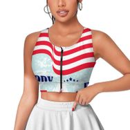 AILLOSA Activewear Tank Top 3D Baskılı Desen Flag-161 Askılı Kadın Atlet