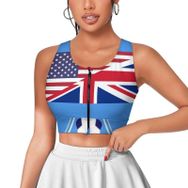 AILLOSA Activewear Tank Top 3D Baskılı Desen Flag-17 Askılı Kadın Atlet