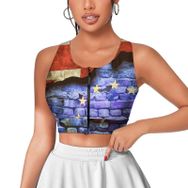 AILLOSA Activewear Tank Top 3D Baskılı Desen Flag-68 Askılı Kadın Atlet