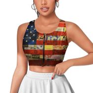AILLOSA Activewear Tank Top 3D Baskılı Desen Flag-69 Askılı Kadın Atlet