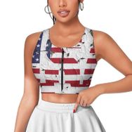 AILLOSA Activewear Tank Top 3D Baskılı Desen Flag-72 Askılı Kadın Atlet