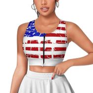 AILLOSA Activewear Tank Top 3D Baskılı Desen Flag-90 Askılı Kadın Atlet