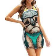 AILLOSA Bodycon Dar Kısa Askılı TH-348 Kadın Mini Elbise
