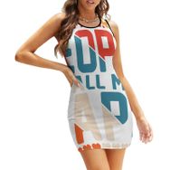 AILLOSA Bodycon Dar Kısa Askılı TH-402 Kadın Mini Elbise