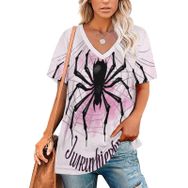 AILLOSA CGF-06 Tamamı Baskılı Kısa Kollu V Yakalı Kadın T-shirt