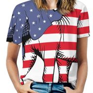 AILLOSA FLAG-01 Tamamı Baskılı Kısa Kollu Yuvarlak Yaka Kadın T-shirt