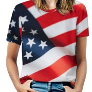 AILLOSA FLAG-03 Tamamı Baskılı Kısa Kollu Yuvarlak Yaka Kadın T-shirt