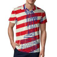 AILLOSA FLAG-06 3D Baskılı Desen Kısa Kollu Polo Yaka Erkek T-shirt