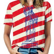 AILLOSA FLAG-06 Tamamı Baskılı Kısa Kollu Yuvarlak Yaka Kadın T-shirt
