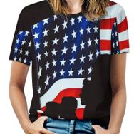 AILLOSA FLAG-08 Tamamı Baskılı Kısa Kollu Yuvarlak Yaka Kadın T-shirt