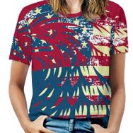 AILLOSA FLAG-09 Tamamı Baskılı Kısa Kollu Yuvarlak Yaka Kadın T-shirt