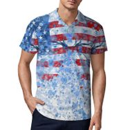 AILLOSA FLAG-10 3D Baskılı Desen Kısa Kollu Polo Yaka Erkek T-shirt