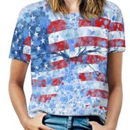 AILLOSA FLAG-10 Tamamı Baskılı Kısa Kollu Yuvarlak Yaka Kadın T-shirt