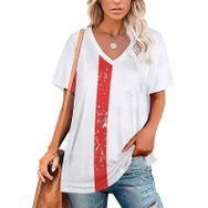 AILLOSA FLAG-101 Tamamı Baskılı V Yaka Kısa Kollu Kadın T-shirt