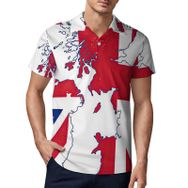 AILLOSA FLAG-102 3D Baskılı Desen Kısa Kollu Polo Yaka Erkek T-shirt