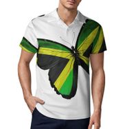 AILLOSA FLAG-103 3D Baskılı Desen Kısa Kollu Polo Yaka Erkek T-shirt