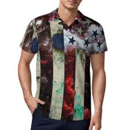 AILLOSA FLAG-108 3D Baskılı Desen Kısa Kollu Polo Yaka Erkek T-shirt