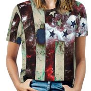 AILLOSA FLAG-108 Tamamı Baskılı Kısa Kollu Yuvarlak Yaka Kadın T-shirt