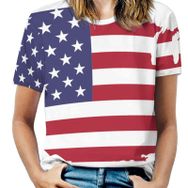 AILLOSA FLAG-11 Tamamı Baskılı Kısa Kollu Yuvarlak Yaka Kadın T-shirt
