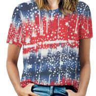AILLOSA FLAG-111 Tamamı Baskılı Kısa Kollu Yuvarlak Yaka Kadın T-shirt