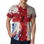 AILLOSA FLAG-112 3D Baskılı Desen Kısa Kollu Polo Yaka Erkek T-shirt