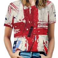 AILLOSA FLAG-112 Tamamı Baskılı Kısa Kollu Yuvarlak Yaka Kadın T-shirt