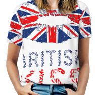 AILLOSA FLAG-113 Tamamı Baskılı Kısa Kollu Yuvarlak Yaka Kadın T-shirt