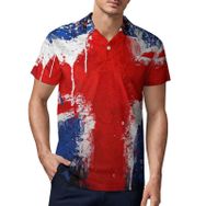 AILLOSA FLAG-115 3D Baskılı Desen Kısa Kollu Polo Yaka Erkek T-shirt