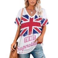 AILLOSA FLAG-116 Tamamı Baskılı V Yaka Kısa Kollu Kadın T-shirt