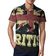 AILLOSA FLAG-117 3D Baskılı Desen Kısa Kollu Polo Yaka Erkek T-shirt