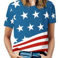 AILLOSA FLAG-118 Tamamı Baskılı Kısa Kollu Yuvarlak Yaka Kadın T-shirt