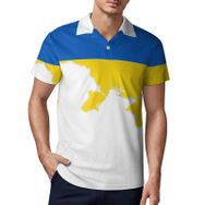 AILLOSA FLAG-119 3D Baskılı Desen Kısa Kollu Polo Yaka Erkek T-shirt