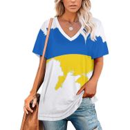 AILLOSA FLAG-119 Tamamı Baskılı V Yaka Kısa Kollu Kadın T-shirt
