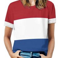 AILLOSA FLAG-12 Tamamı Baskılı Kısa Kollu Yuvarlak Yaka Kadın T-shirt