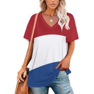 AILLOSA FLAG-12 Tamamı Baskılı V Yaka Kısa Kollu Kadın T-shirt